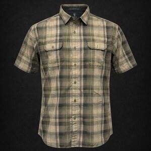 Kuhl Plaid Button Up Shirt Mens XL Brown Tan Outdoor Hiking